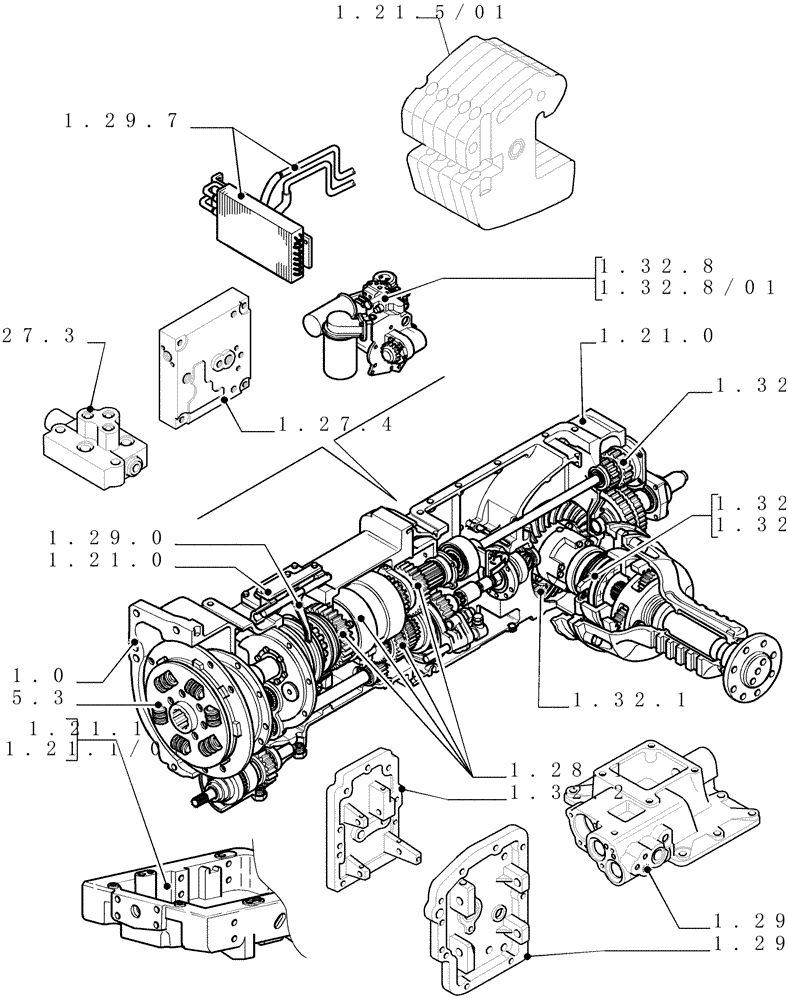 Схема запчастей Case IH MXU135 - (1.20.0[01]) - SEC. 03 - TRANSMISSION (03) - TRANSMISSION