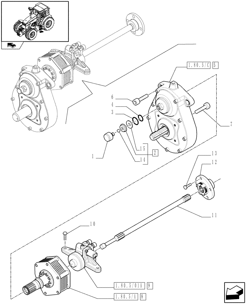 Схема запчастей Case IH PUMA 155 - (1.80.5/02[01]) - INTEGRATED FRONT HPL WITH PTO - PTO, CLUTCH AND CYLINDER - D6519 (VAR.333648-334648-335648) (07) - HYDRAULIC SYSTEM