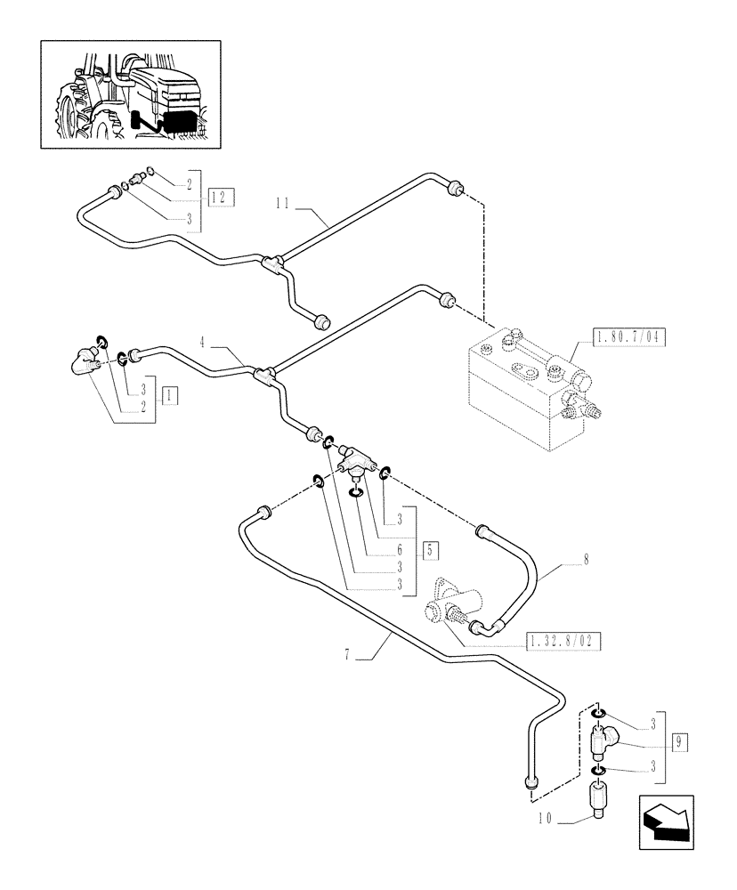 Схема запчастей Case IH MXU115 - (1.29.7/02) - (VAR.269/1) CCLS FOR TRANSMISSION 24X24 (EDC) - GEARBOX LUBRICATION PIPING (03) - TRANSMISSION