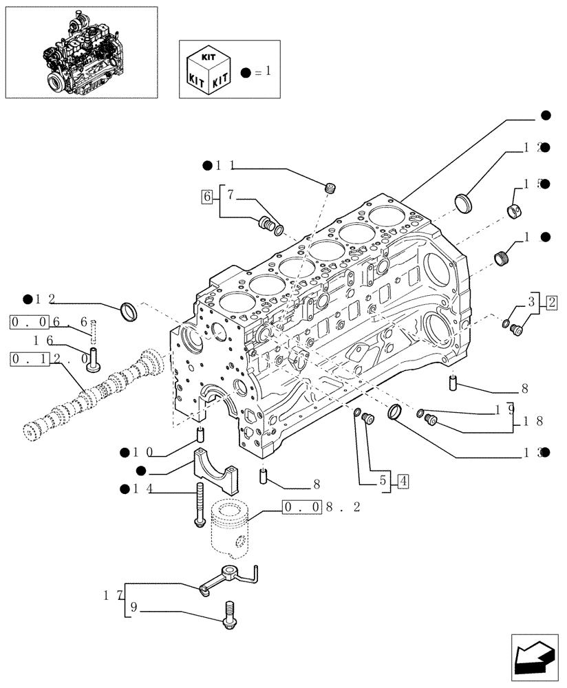 Схема запчастей Case IH MXU135 - (0.04.0/01) - CRANKCASE (01) - ENGINE