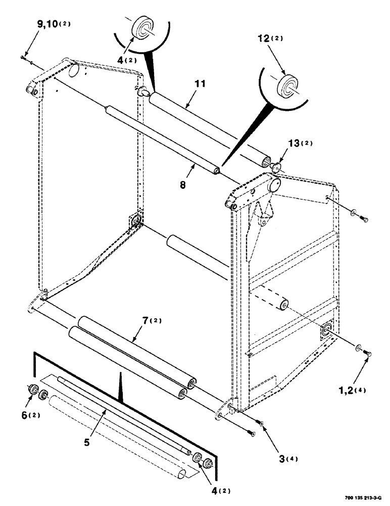 Схема запчастей Case IH RS451 - (6-08) - TAILGATE ROLLER ASSEMBLY (14) - BALE CHAMBER