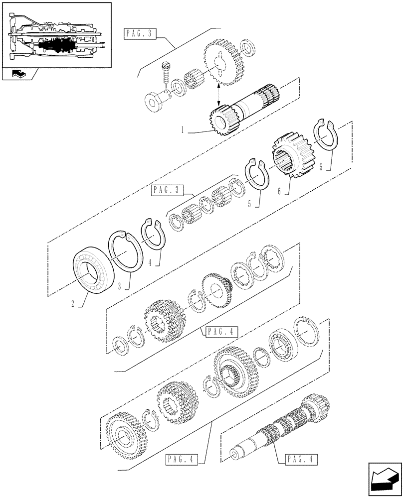 Схема запчастей Case IH FARMALL 85C - (1.28.1/01[02]) - 16X16 HYDRAULIC TRANSMISSION WITH SYNCHRO GEARS AND POWER SHUTTLE - DRIVEN GEARS (VAR.330278) (03) - TRANSMISSION