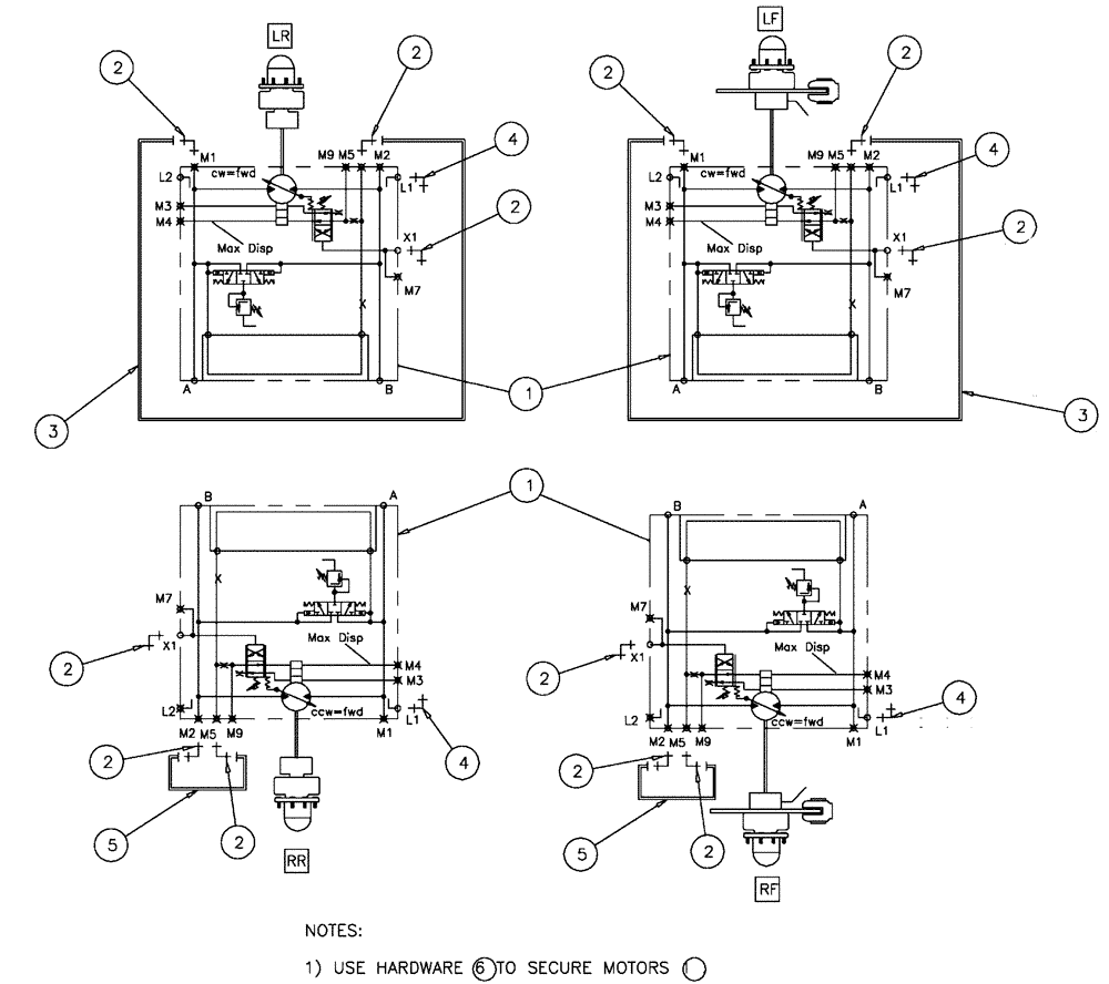 Схема запчастей Case IH SPX4410 - (06-006) - WHEEL MOTOR GROUP Hydraulic Plumbing