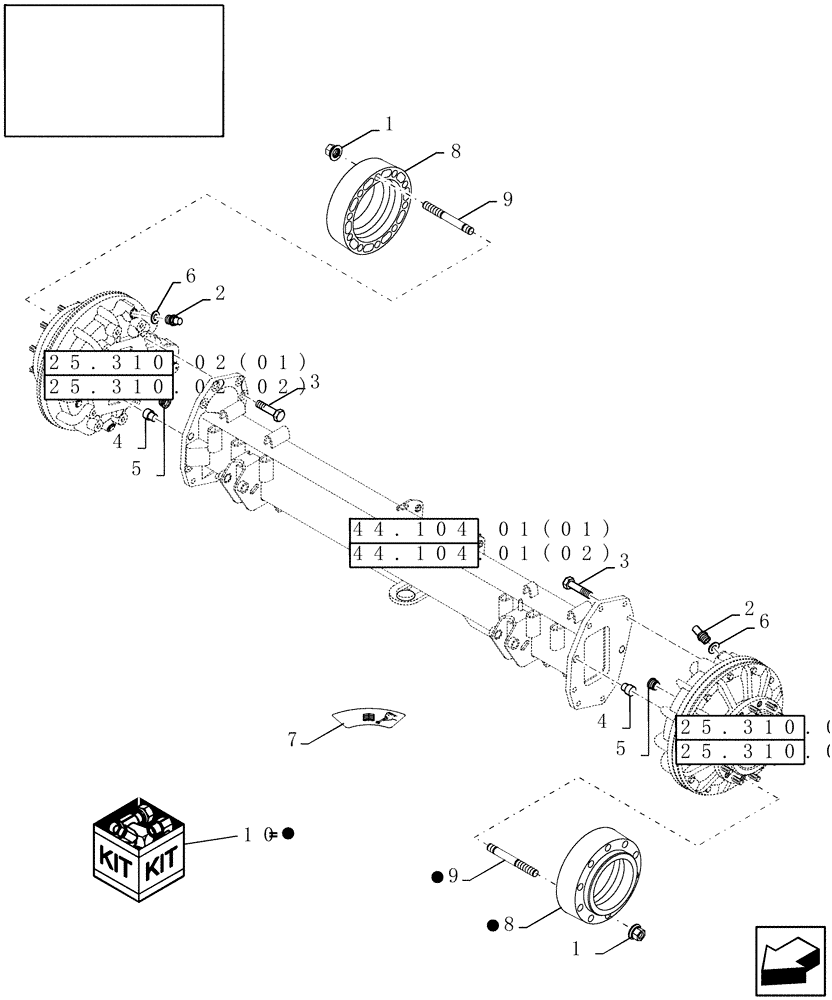 Схема запчастей Case IH 9010 - (25.310.05[02]) - FINAL DRIVE, PLANETARY MOUNTING HARDWARE (25) - FRONT AXLE SYSTEM