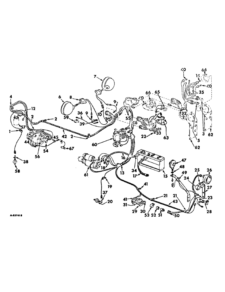 Схема запчастей Case IH 706 - (G-20) - ELECTRICAL SYSTEM, STARTING AND LIGHTING, FARMALL CARBURETED ENGINE TRACTORS WITH ALTERNATOR (06) - ELECTRICAL SYSTEMS