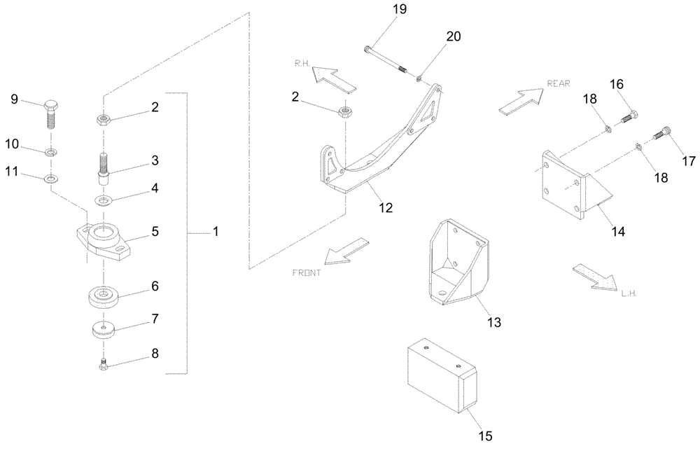 Схема запчастей Case IH A7000 - (C05.03[01]) - Engine Mounts {M11/QSM11} (01) - ENGINE