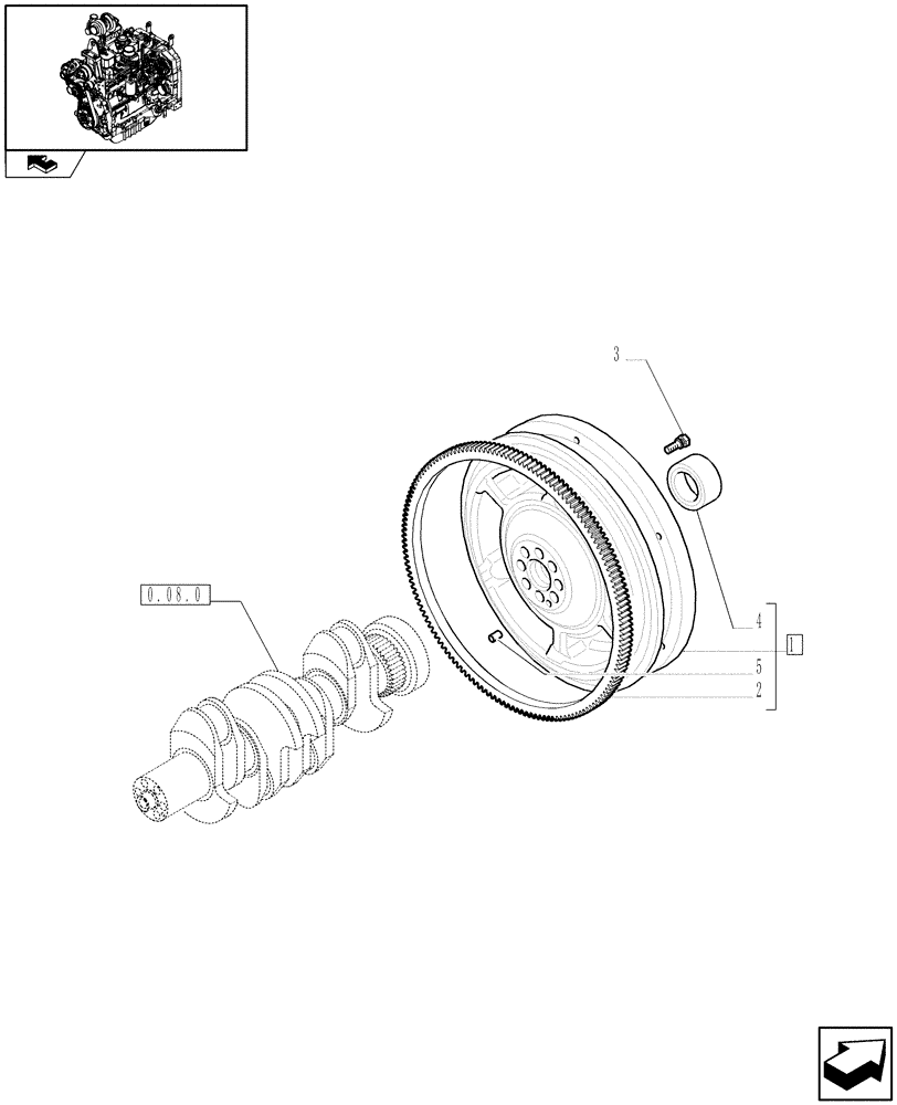 Схема запчастей Case IH FARMALL 65C - (0.08.3) - FLYWHEEL (01) - ENGINE