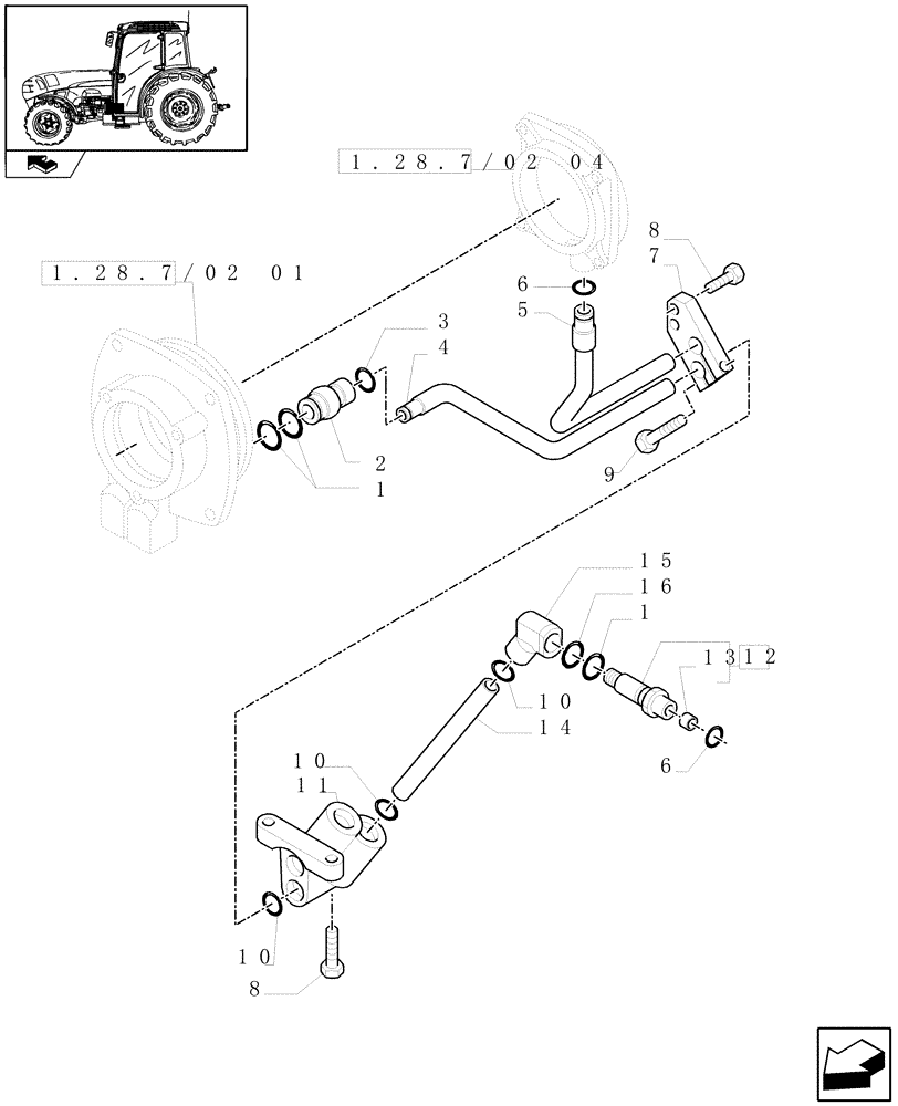 Схема запчастей Case IH FARMALL 95N - (1.27.3[02]) - 4WD TRACTION SELECTION WITH 16X16 HYDR. TRANSMISSION - CLUTCH ENGAGEM., MANIFOLD (VAR.336402 / 743513) (03) - TRANSMISSION