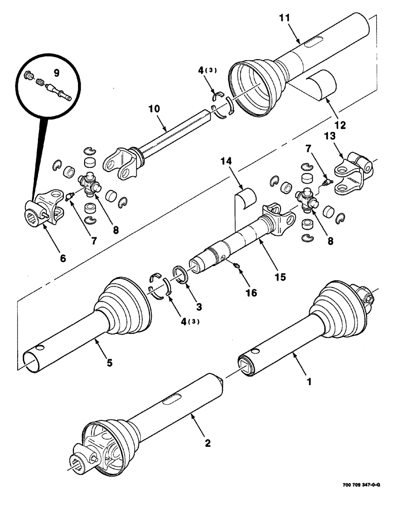 Схема запчастей Case IH 8420 - (02-04) - IMPLEMENT DRIVELINE ASSEMBLY (NEAPCO) Driveline