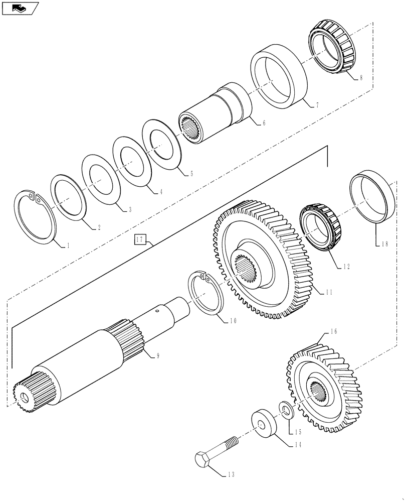 Схема запчастей Case IH MX170 - (06-05) - TRANSMISSION MAIN SHAFT (21) - TRANSMISSION