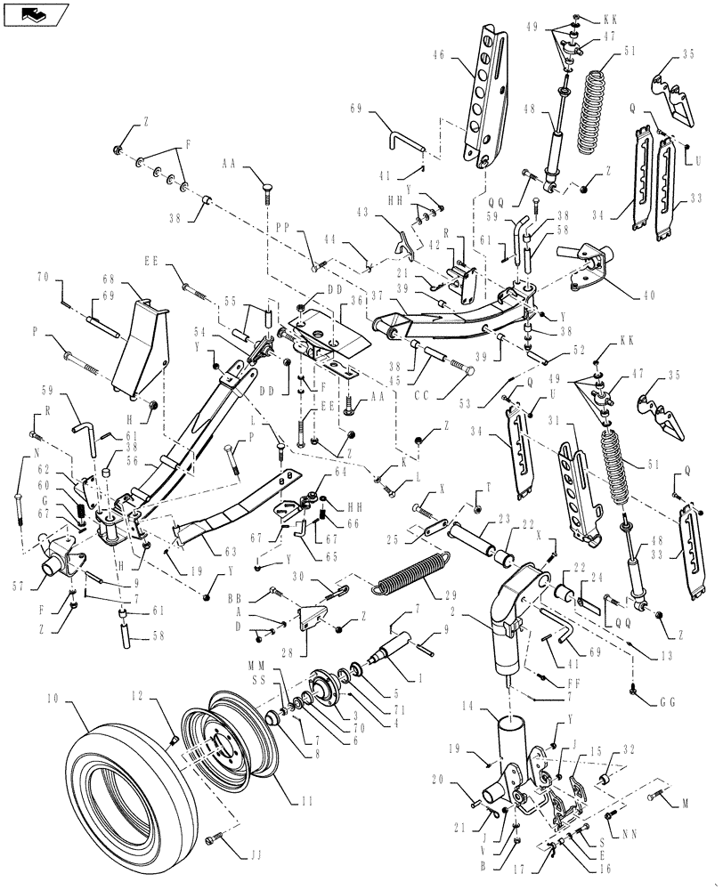 Схема запчастей Case IH 2162 - (09-39) - SLOW SPEED TRANSPORT - WHEELS AND SUPORTS (OPTION) ASN Y7ZN00301 