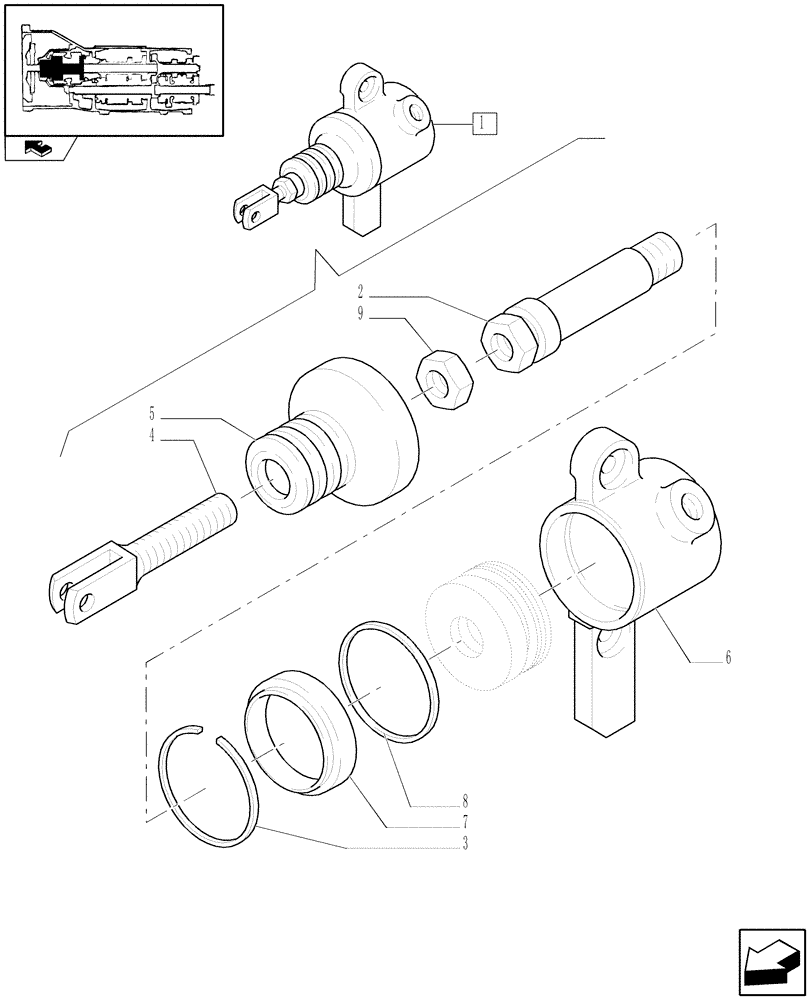 Схема запчастей Case IH FARMALL 75N - (1.80.4/ A) - PTO CLUTCH CONTROL ACTUATOR CYLINDER - BREAKDOWN (07) - HYDRAULIC SYSTEM