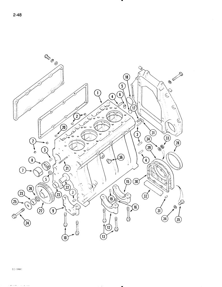 Схема запчастей Case IH 595 - (2-48) - CYLINDER BLOCK (02) - ENGINE