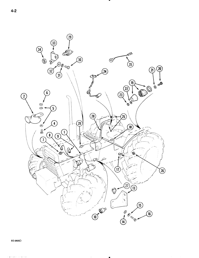 Схема запчастей Case IH 695 - (4-02) - CHASSIS HARNESS AND SWITCHES, TRACTOR WITHOUT CAB (04) - ELECTRICAL SYSTEMS