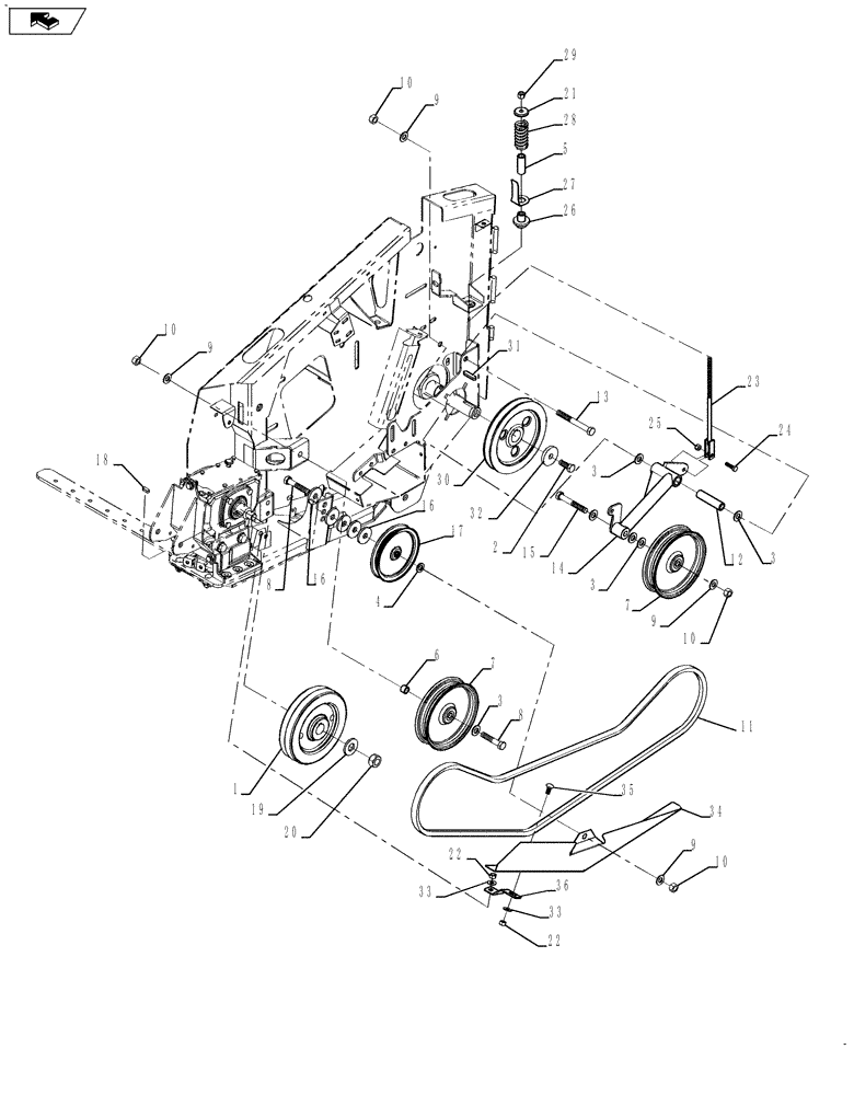 Схема запчастей Case IH 3020-35 - (58.100.03) - BELT DRIVE, WOBBLE BOX, LH, SINGLE AND DOUBLE DRIVE (58) - ATTACHMENTS/HEADERS