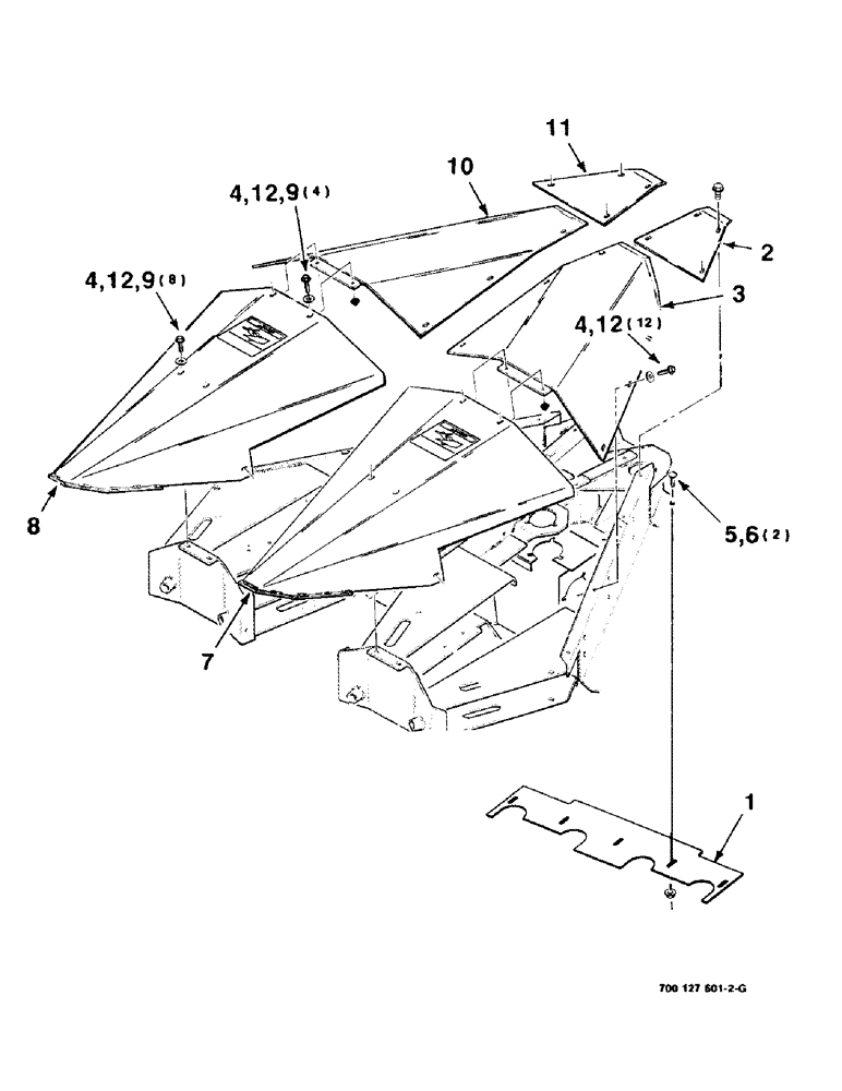 Схема запчастей Case IH 8750 - (7-6) - SHIELDS ASSEMBLY, CONTINUED (58) - ATTACHMENTS/HEADERS