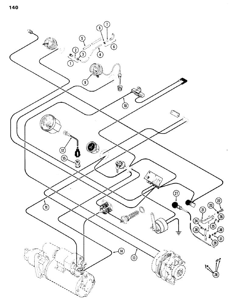 Схема запчастей Case IH 301BD - (140) - INSTRUMENTATION HOOK-UP, SAFETY GAUGES, HOOD, RIGHT AND LEFT SIDE OR OPEN, F, G 