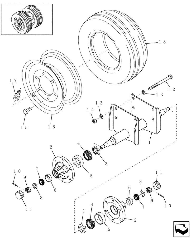 Схема запчастей Case IH HTX101 - (20.11) - WHEELS, MAIN & SPINDLE (44) - WHEELS