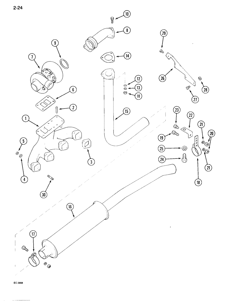 Схема запчастей Case IH 995 - (2-24) - DOWNSWEPT EXHAUST (02) - ENGINE