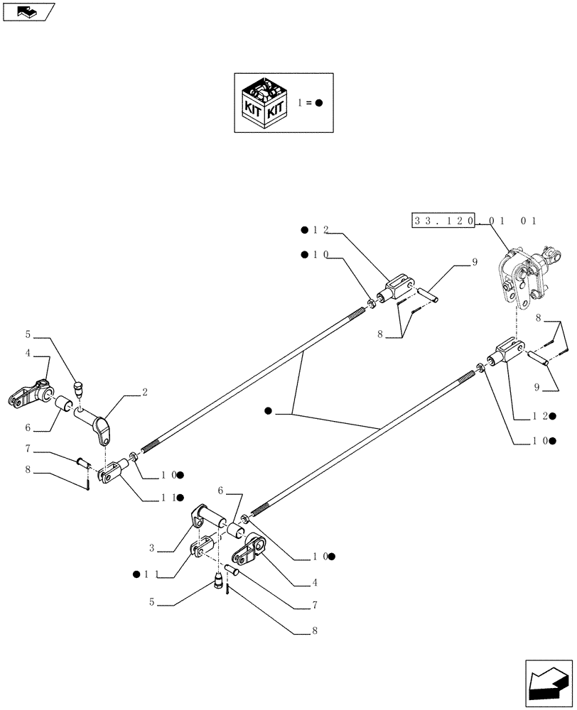 Схема запчастей Case IH FARMALL 75C - (33.120.01[02]) - MECHANICAL BRAKE - BRAKE CONTROL LINKAGE - NAR - L/CAB (33) - BRAKES & CONTROLS