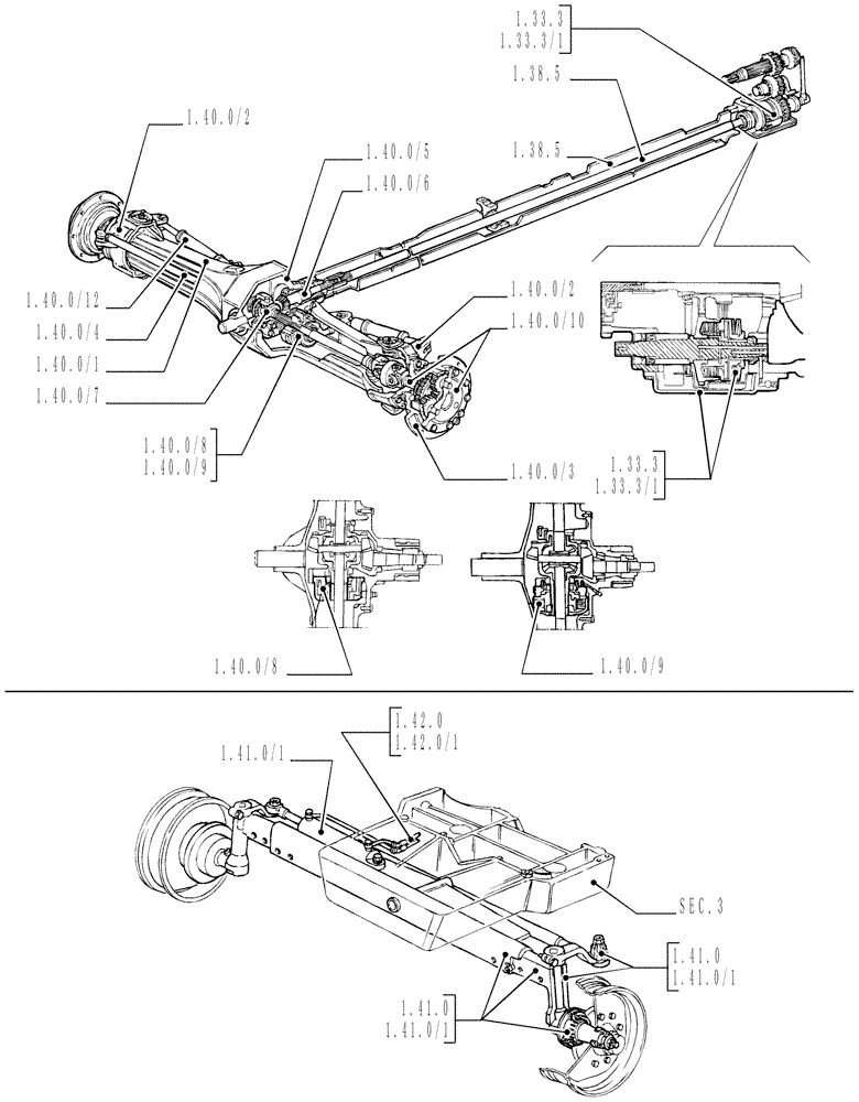 Схема запчастей Case IH MXM120 - (1.33.0) - SEC. 04 - FRONT AXLE (04) - FRONT AXLE & STEERING