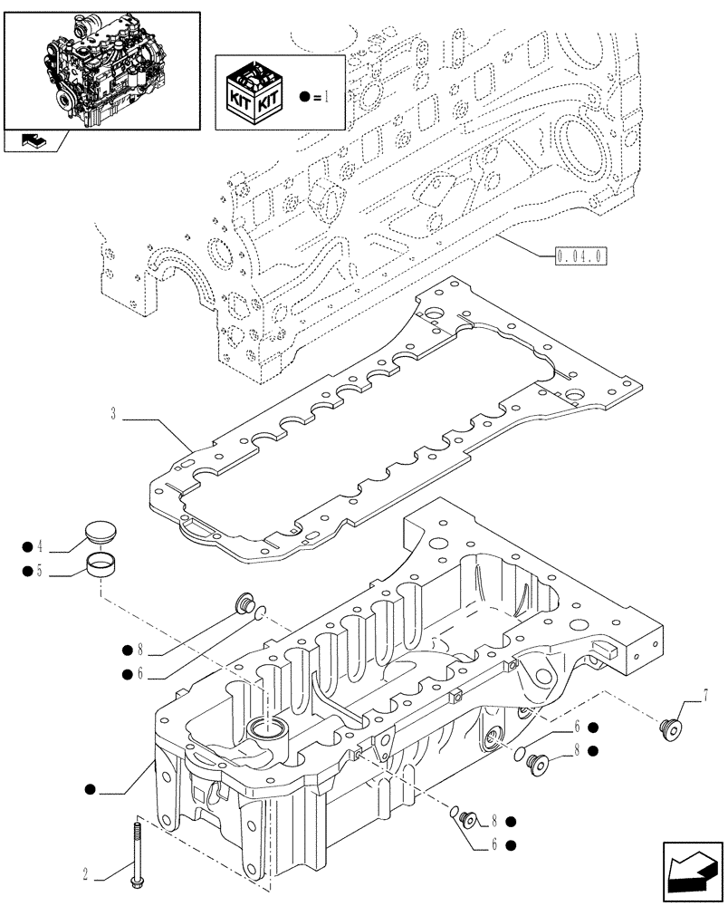 Схема запчастей Case IH PUMA 125 - (0.04.2) - ENGINE OIL SUMP (01) - ENGINE