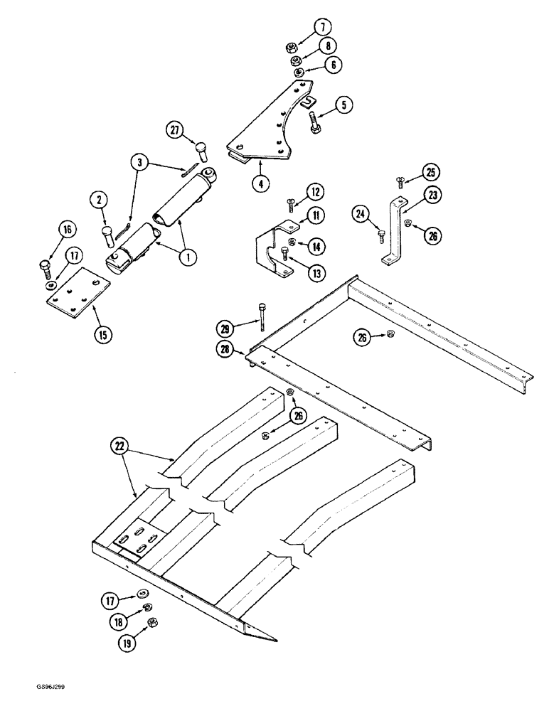 Схема запчастей Case IH 1660 - (9E-26) - UNLOADER SWING CYLINDER SUPPORTS (17) - GRAIN TANK & UNLOADER