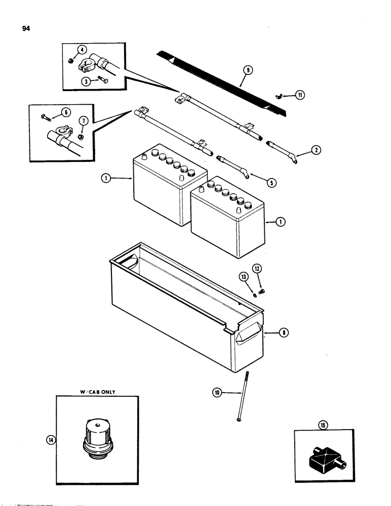 Схема запчастей Case IH 1070 - (0094) - BATTERY - CABLES - BATTERY BOX (04) - ELECTRICAL SYSTEMS