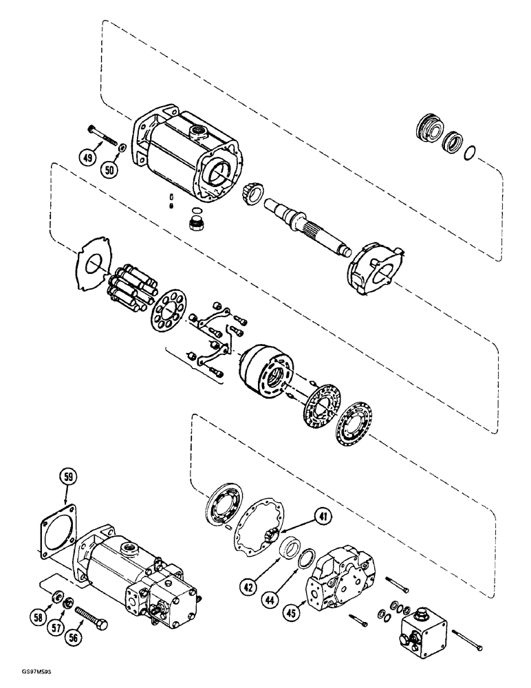 Схема запчастей Case IH 1660 - (6-44) - HYDROSTATIC MOTOR, SINGLE SPEED, P.I.N. JJC0041567 & AFTER, MODLS W CROSS FLOW CLEANING SYS (CONTD) (03) - POWER TRAIN