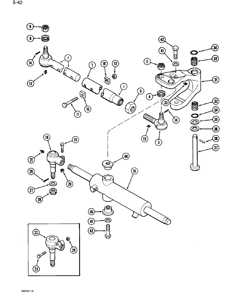 Схема запчастей Case IH 7110 - (5-42) - TIE RODS AND STEERING LINKAGE, TWO WHEEL DRIVE (05) - STEERING