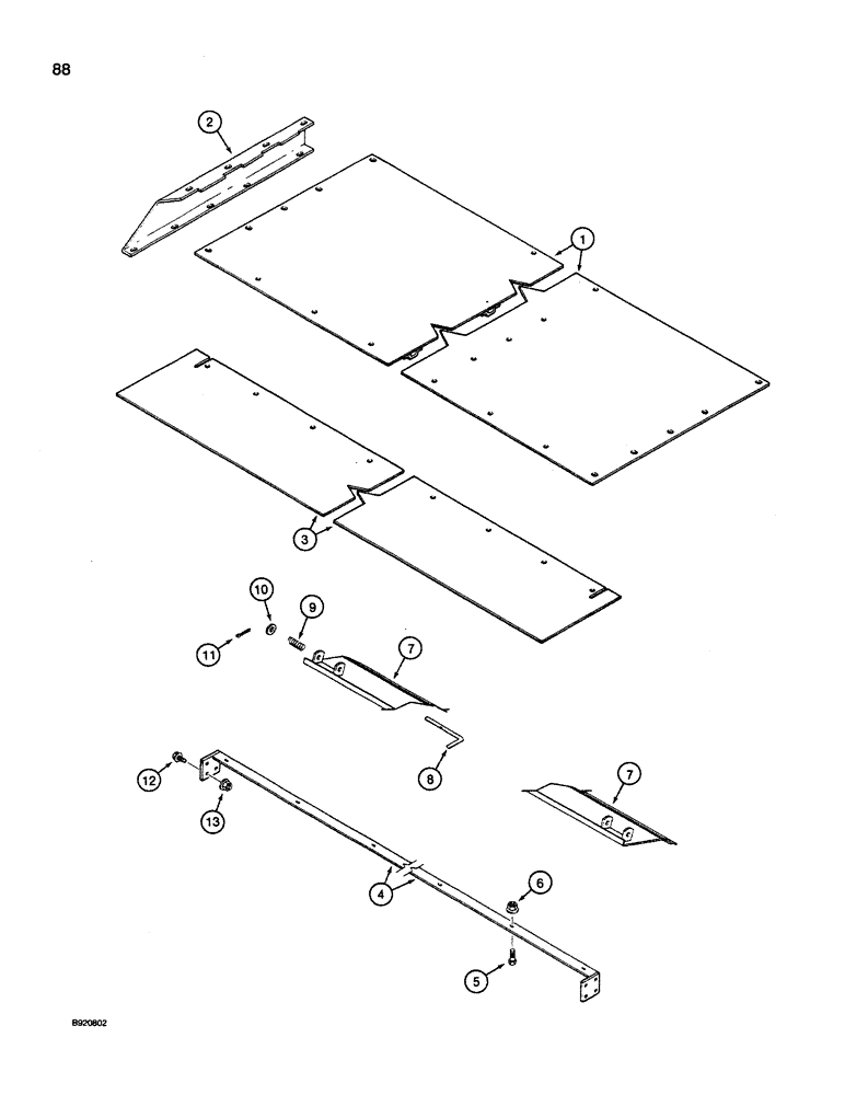 Схема запчастей Case IH 1660 - (088) - TAILINGS AUGER TROUGH PANEL, EXTENDED LENGTH CLEANING SYSTEM (66) - THRESHING