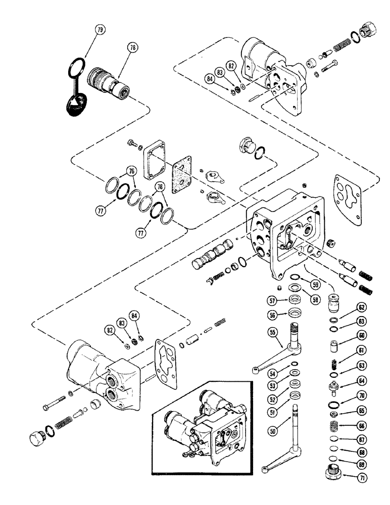 Схема запчастей Case IH 2470 - (356) - A77072 REMOTE HYDRAULIC VALVE, WITH RELIEF VALVE AND COUPLERS PRIOR TO P.I.N. 8763920, CONTD (08) - HYDRAULICS