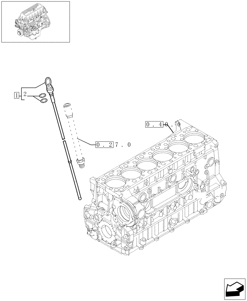 Схема запчастей Case IH F3AE0684D B005 - (0.27.1[01]) - OIL DIPSTICK (504121046) 