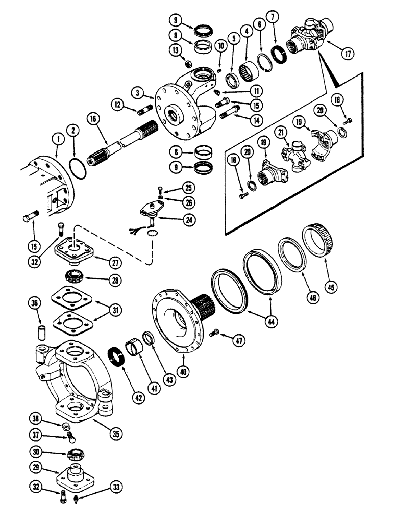 Схема запчастей Case IH 4694 - (6-236) - REAR AXLE ASSEMBLY, LEFT TRUNNION AND SPINDLE, TRUNNION WITH BEARING, PRIOR TO AXLE S/N 13015953 (06) - POWER TRAIN