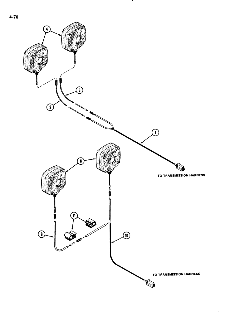 Схема запчастей Case IH 2294 - (4-070) - PLATFORM LAMP WIRING, TRACTOR WITHOUT CAB (04) - ELECTRICAL SYSTEMS