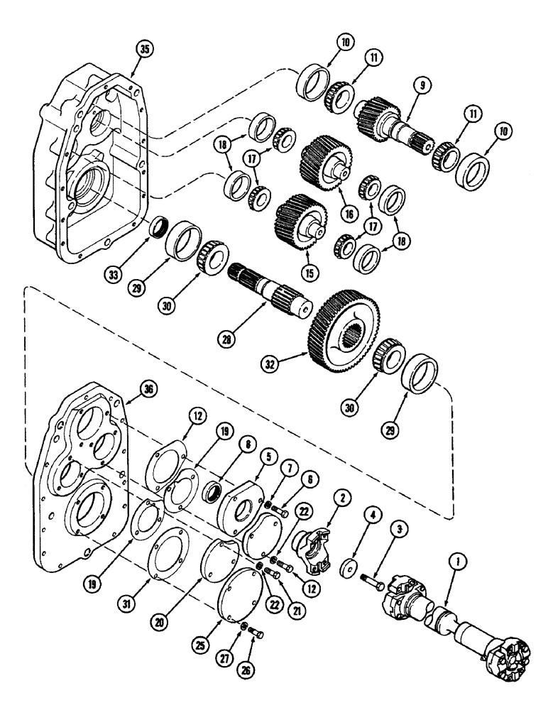 Схема запчастей Case IH 4890 - (6-238) - PTO INPUT AND OUTPUT SHAFTS, GEARS AND COVERS (06) - POWER TRAIN