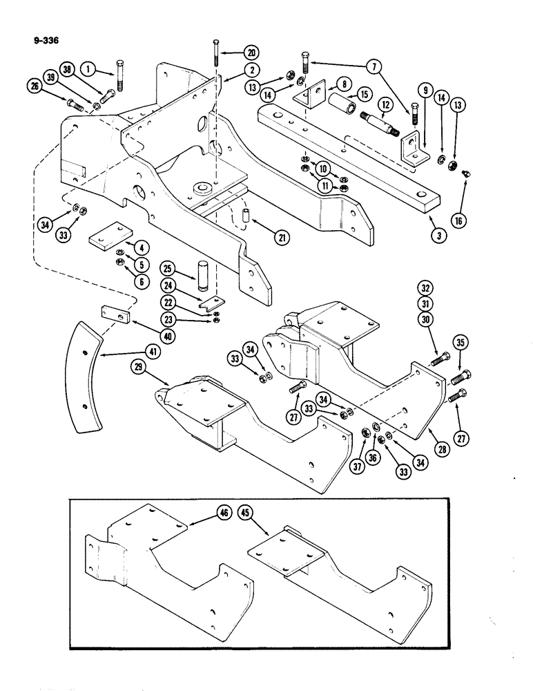 Схема запчастей Case IH 4490 - (9-336) - DRAWBAR AND SUPPORTS, PRIOR TO P.I.N. 8860450 (09) - CHASSIS/ATTACHMENTS