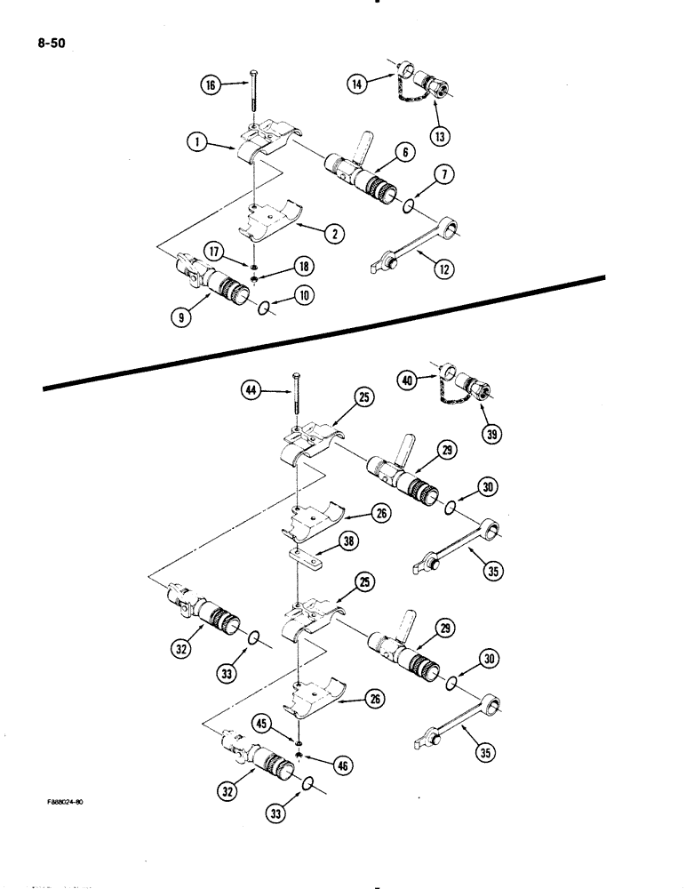 Схема запчастей Case IH 9130 - (8-50) - QUICK DISCONNECT COUPLER ASSEMBLY, SINGLE REMOTE (08) - HYDRAULICS