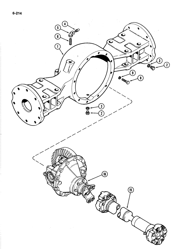 Схема запчастей Case IH 4894 - (6-214) - REAR AXLE AND DIFFERENTAL HOUSING P.I.N. 8865170 AND AFTER (06) - POWER TRAIN