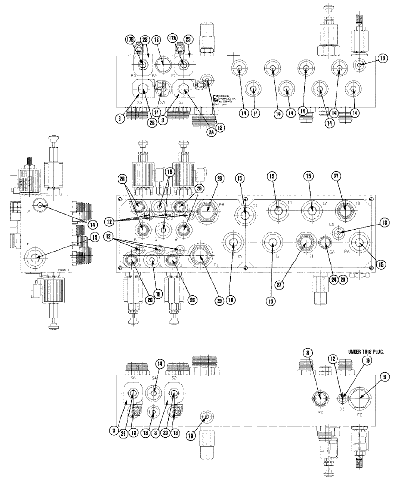 Схема запчастей Case IH 810 - (07-012[01]) - VALVE BLOCK, DOUBLE BIN, W/O AUGER Hydraulic Components