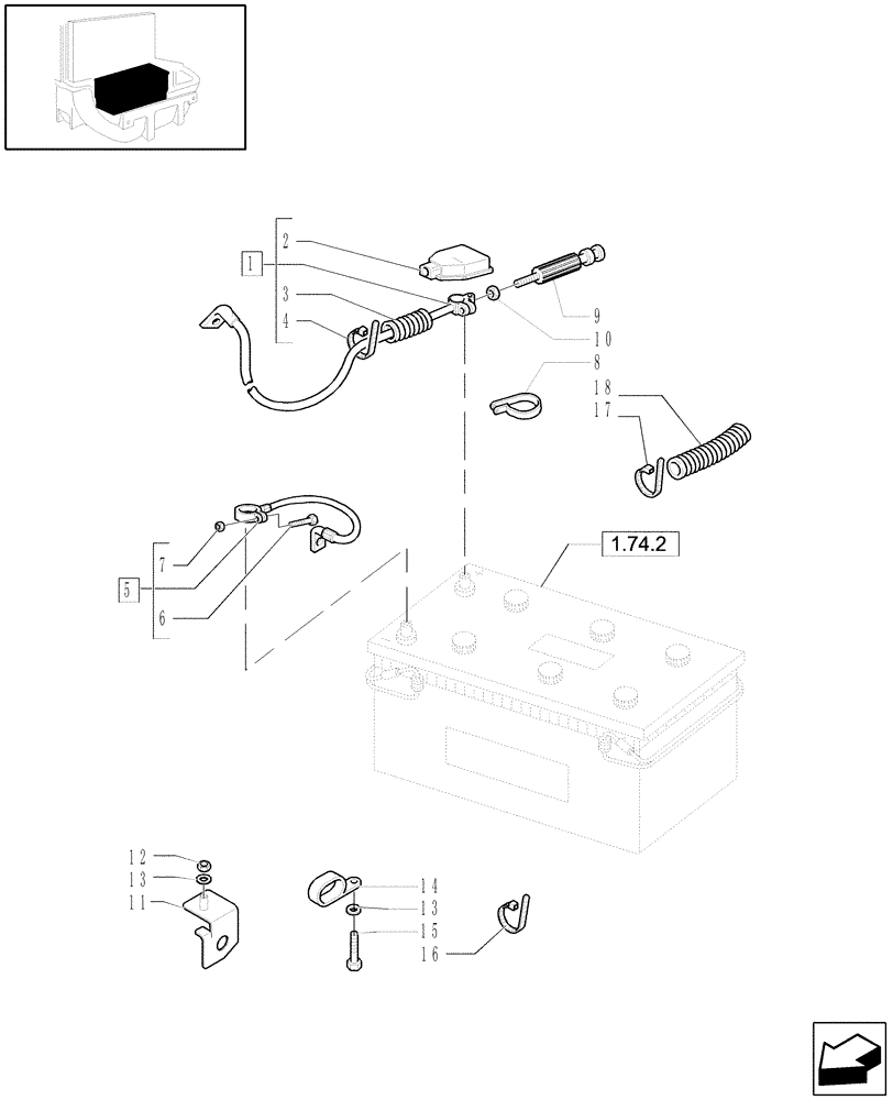 Схема запчастей Case IH MXU110 - (1.75.3) - BATTERY, CABLES (06) - ELECTRICAL SYSTEMS