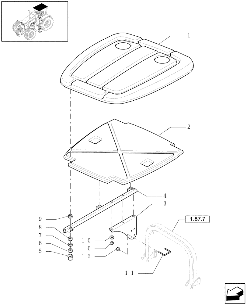 Схема запчастей Case IH MXU130 - (1.87.7/01) - (VAR.857) CANOPY FOR ROPS (08) - SHEET METAL