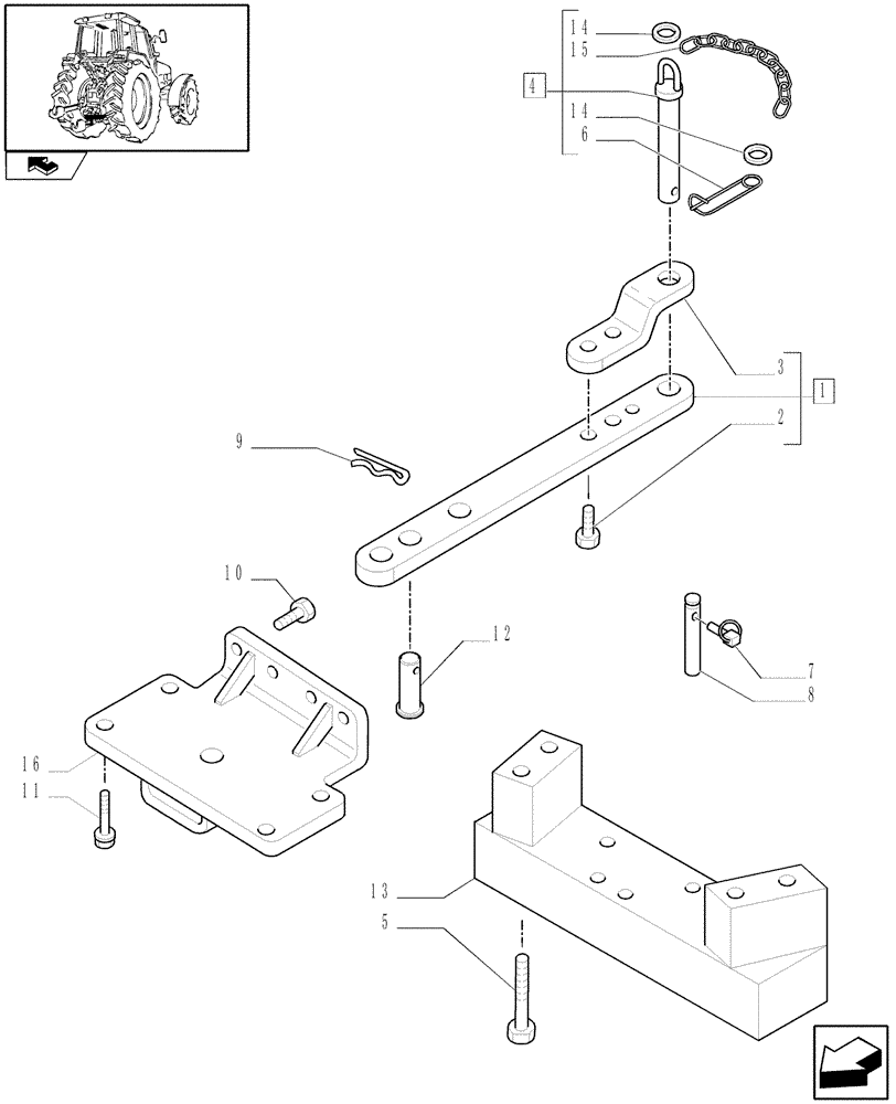 Схема запчастей Case IH PUMA 155 - (1.89.0[01A]) - DRAWBAR FOR SLIDING SUPPORT - D5818 (VAR.330918) (09) - IMPLEMENT LIFT