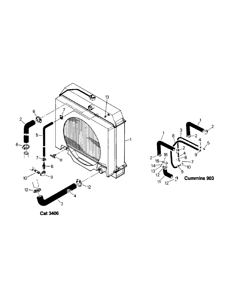 Схема запчастей Case IH ST225 - (04-18B) - RADIATOR AND HOSES, CAT 3406 AND CUMMINS 903 (04) - Drive Train