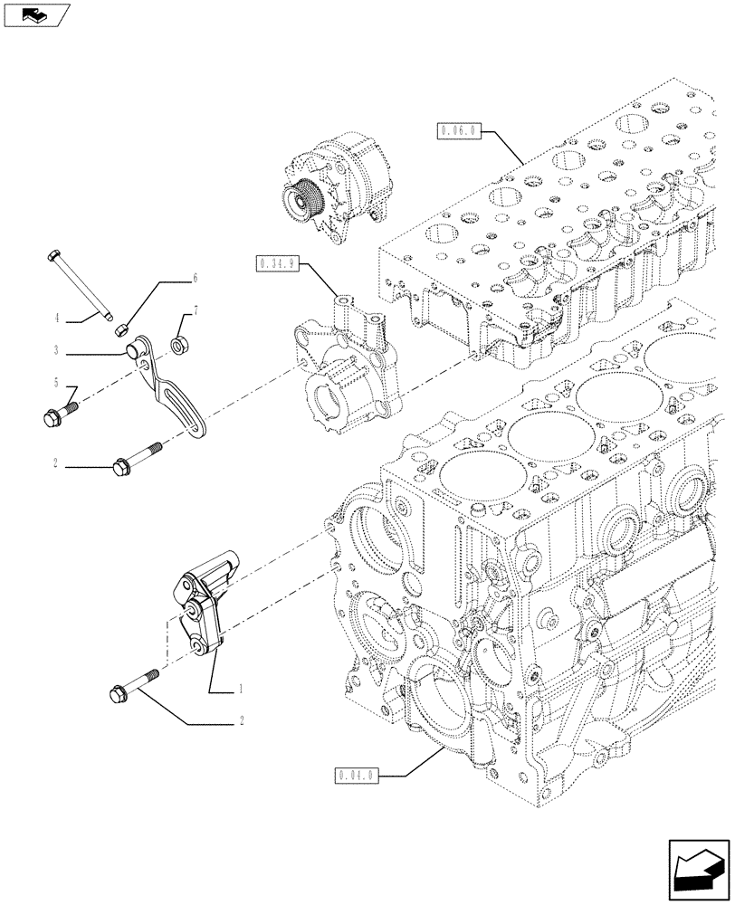 Схема запчастей Case IH F5AE5484C A001 - (0.40.0) - ENGINE, ALTERNATOR MOUNTING (55) - ELECTRICAL SYSTEMS