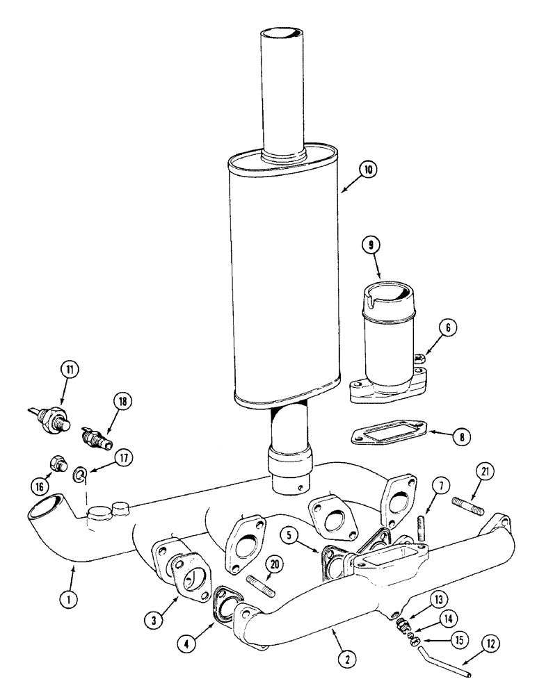 Схема запчастей Case IH 1294 - (2-08) - MANIFOLDS AND MUFFLER (02) - ENGINE