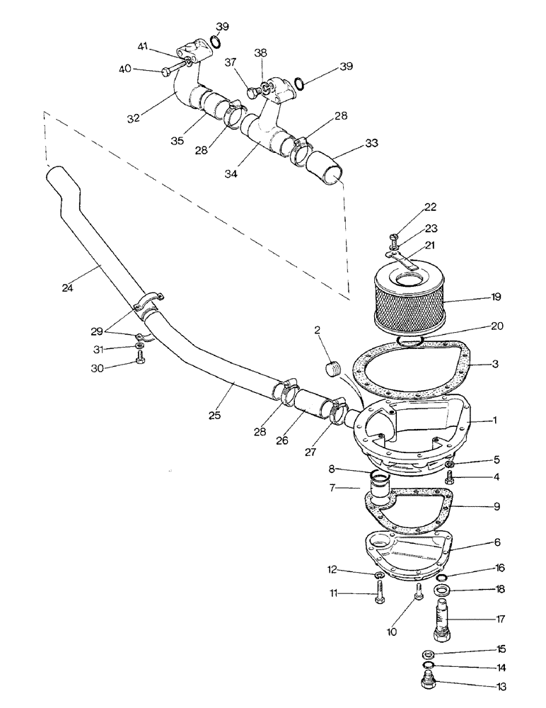 Схема запчастей Case IH 1690 - (K01-1) - INLET FILTER AND PIPES, PRIOR TO P.I.N. 11213683, POWER SHIFT, MFD MODEL, SYNCHROMESH (07) - HYDRAULICS