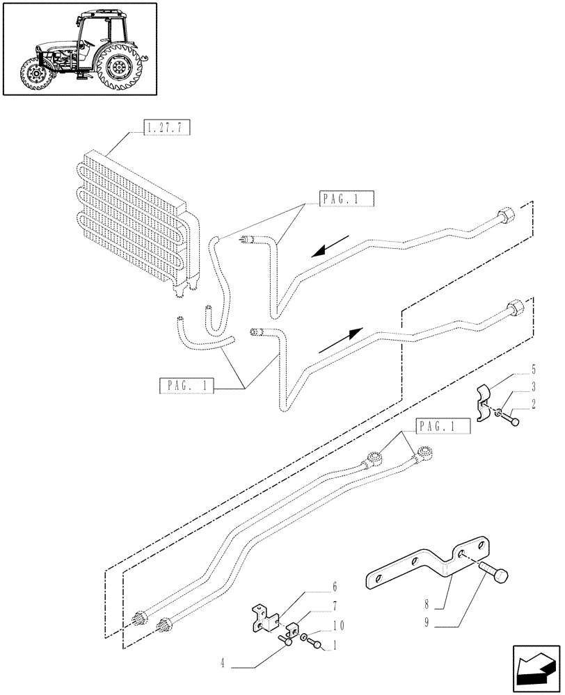 Схема запчастей Case IH JX1060C - (1.27.7/07[02]) - (VAR.535) HYDRAULIC VALVE FOR COMBO COOLER FOR MECH. SHUTTLE AND CAB WITH A/C - BRACKETS (03) - TRANSMISSION