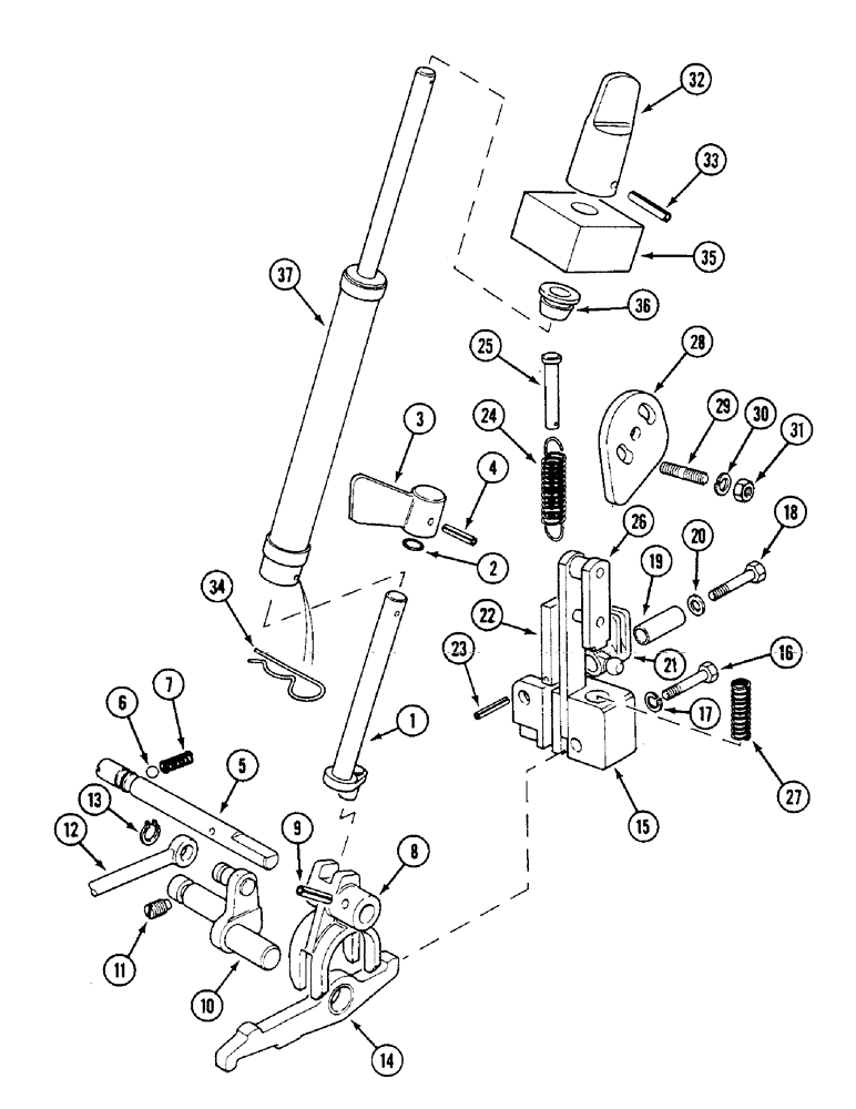 Схема запчастей Case IH 1294 - (8-222) - SELECTOR CONTROL MECHANISM (08) - HYDRAULICS