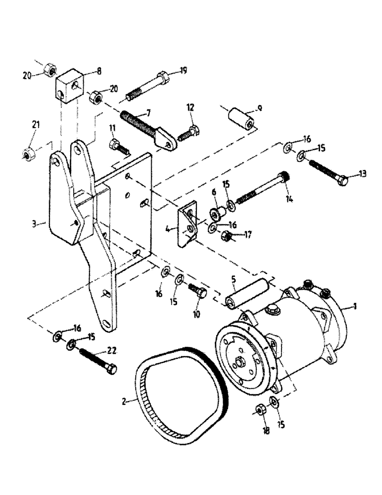 Схема запчастей Case IH 7000 - (A13-06) - AIR CONDITIONER COMPRESSOR / MOUNT / BELT, M11 Mainframe & Functioning Components